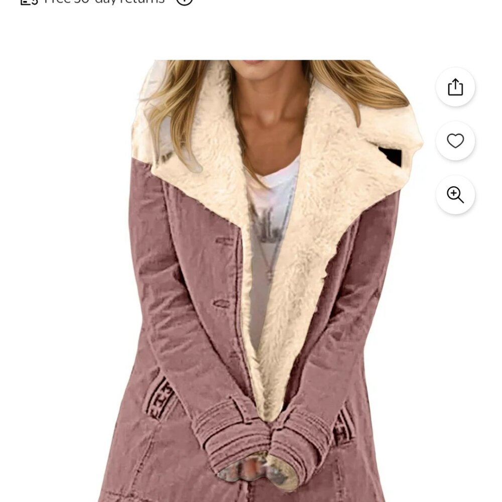 fuzzy sherpa plush lapel collar fleece lined winter pea coat button long jacket